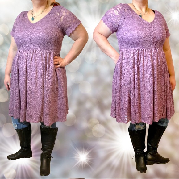 Torrid Purple Lace Skater Dress Size 1 1XL & 2 2XL New with tags - Picture 3 of 15